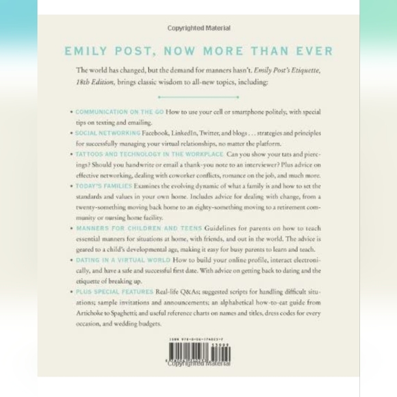 Emily Post's Etiquette 18th Edition Book New. Peggy Post. Anna Post. Lizzie Post - Picture 4 of 5